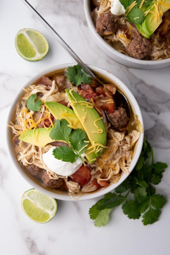 mexican meatball soup in a bowl