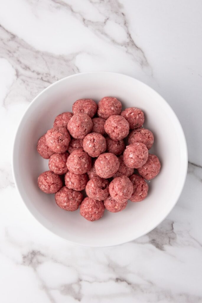 formed meatballs in a bowl
