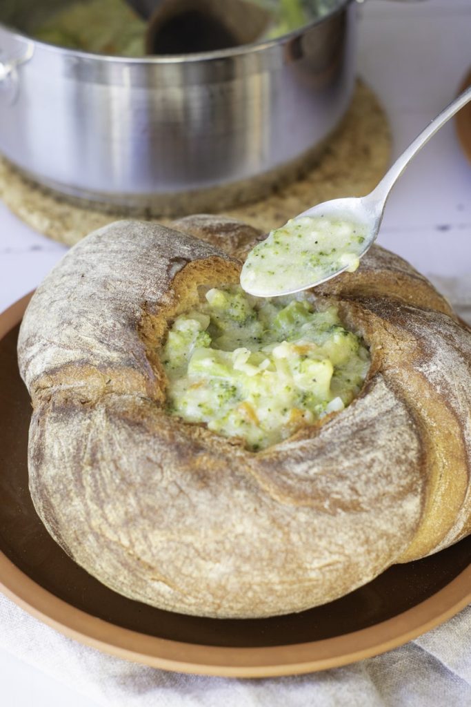 spoonful of broccoli cheddar soup