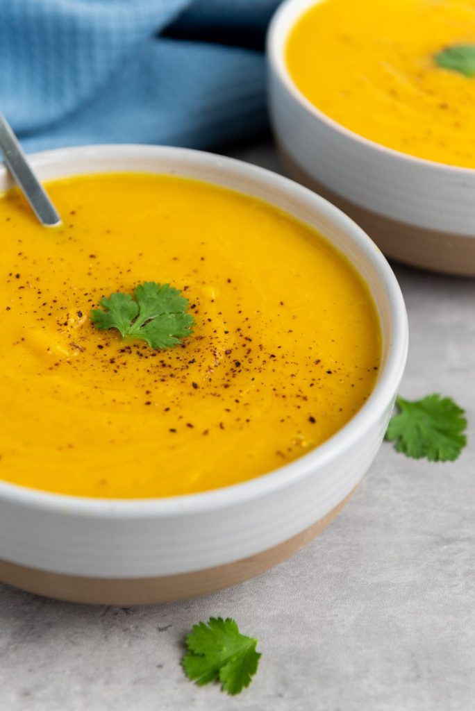 close up of butternut squash soup