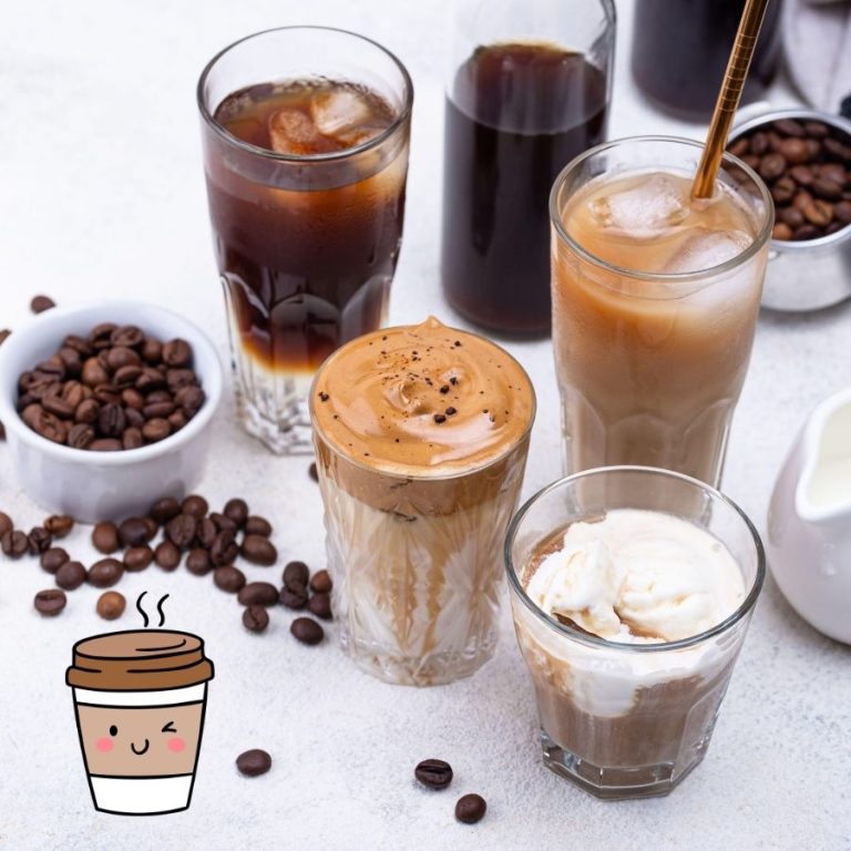 image shows flat white, latte and cappuccino coffees