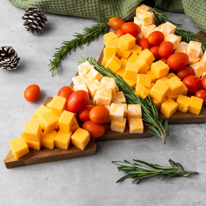 assembled Christmas tree cheese plate