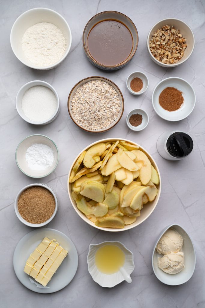 apple crisp ingredients on the counter