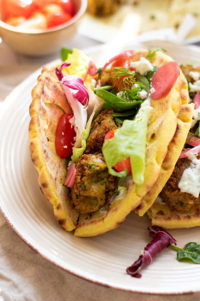 vegan falafel wraps on a plate