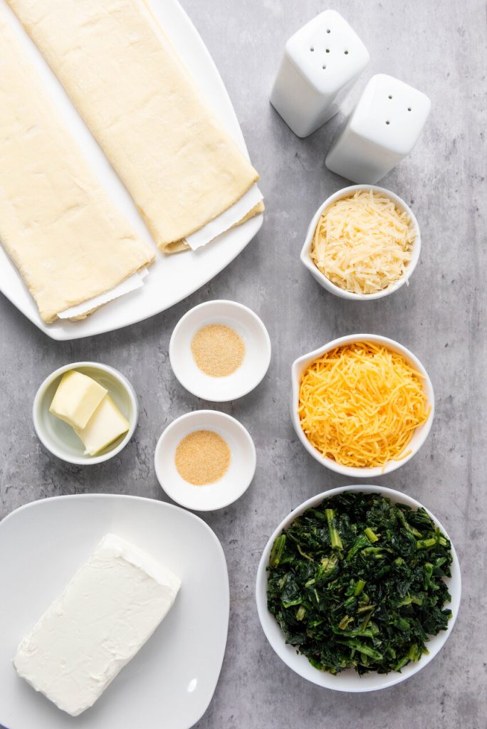 image shows ingredients needed to make puff pastry Christmas tree
