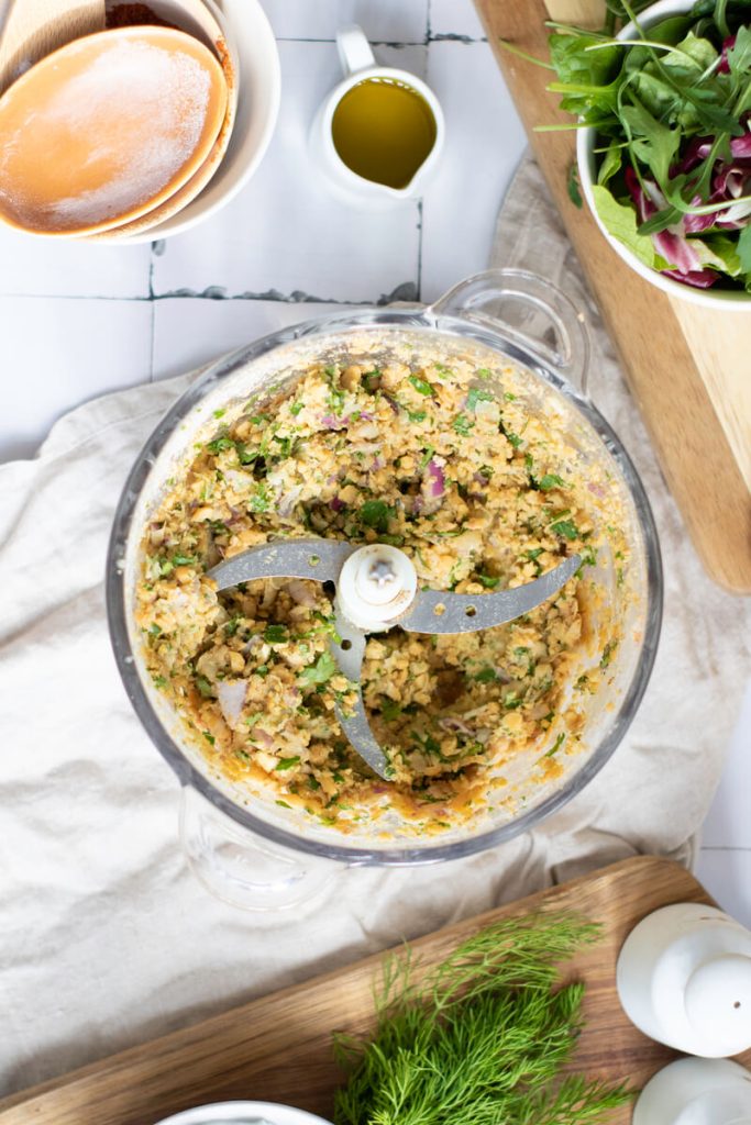 image shows pulsed falafel mixture