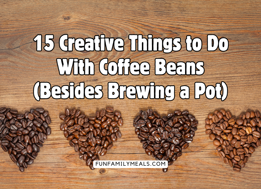 blog post title over hearts made with coffee beans