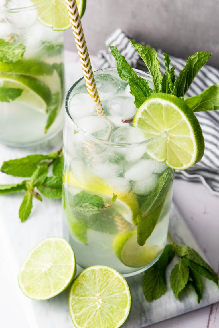 image shows a nonalcoholic mojito